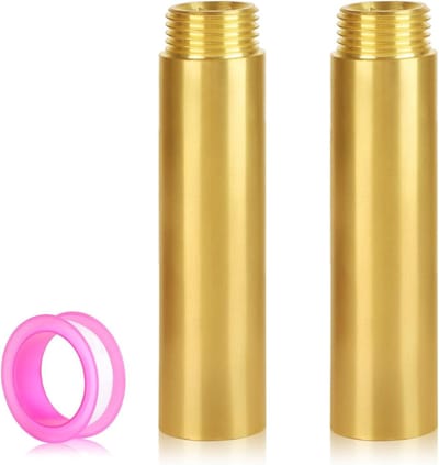 2-delige messing kraanverlenging 1/2 inch x 80 mm, aansluitstuk voor verwarming en drinkwater, DN15 schroefdraad IG x AG