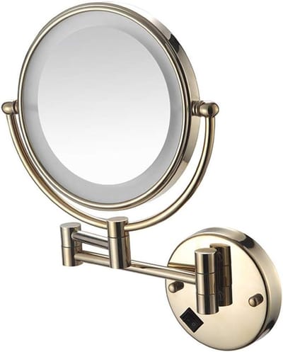 Make-up Spiegel - Vergrotende Spiegel - Snel Op Maken - Verstelbare LED Verlichting - 8 Inch - Goud