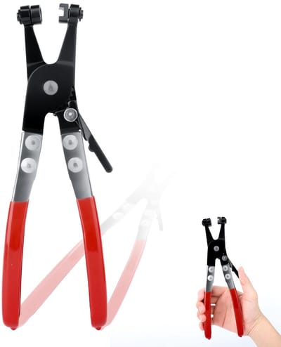 carmdering - Slangklem Tang - Slangklemmen Tang - Gereedschap - Eénhandige Bediening - Draaibare Bek - Chroom Vanadium Staal - Verzinkt Met Rubberen Grip - Ideaal Voor Auto Onderhoud - 1 Stuk
