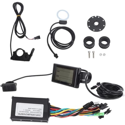Kit de Conversion Vélo Électrique 36V 48V Contrôleur 3 Modes 17A Panneau LCD S900 Capteur d'Assistance au Pédalage FT 8C Accélérateur au Pouce 109R gray