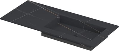 INK Post wastafel in keramische slab met envelop bodem wasbak rechts zonder kraangat 100x45x1cm, lauren black mat