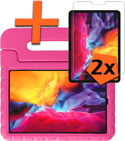 Hoesje - Geschikt voor Apple iPad Pro (2024/2025) - 11 inch - Met 2x Screenprotector - Kinderhoes Shockproof Bumper - Kidsproof Case - Tablet Hoes - Kinder Hoes Cover - Roze