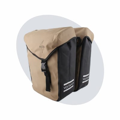 Voltano Dubbele Fietstas Modern Beige / Zwart - Reflective - 50 Liter - Waterdicht