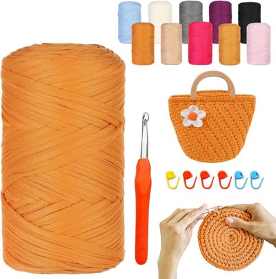 Haakriem met naalden 9,0 mm 6 houders, draden voor tassen, manden, dekens, woondecoraties (donkergeel)