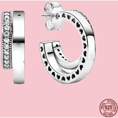 Boucles d'oreilles créoles étincelantes en argent sterling 100 % 925 pour femmes, boucles d'oreilles à breloques originales, bijoux fins white