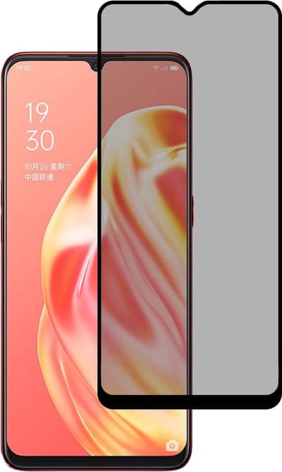 Smartphonica Privacy full cover voor OPPO A91 tempered glass screenprotector van gehard glas met afgeronde hoeken geschikt voor Oppo A91