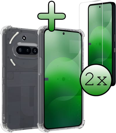 Hoesje Met Screenprotector - 2 Stuks - Geschikt voor Nothing Phone (3a) - Sterk & Shockproof - Siliconen Case - Back Cover - Telefoon Hoes - Shock Proof - Transparant