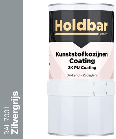 Holdbar Kunststofkozijnen Coating Zilvergrijs (RAL 7001) 1 Kg - Kunststof Kozijnen Schilderen - Hecht direct op kunststof - 100% UV-bestendig - kunststof kozijnen verven