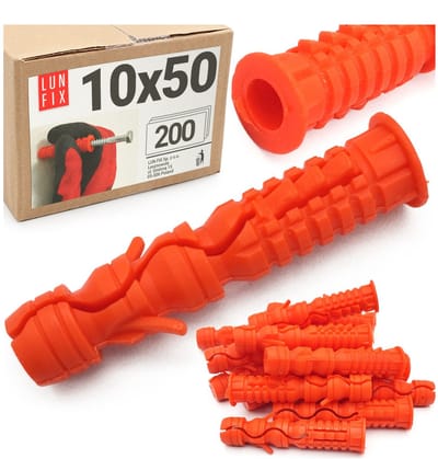 LUN FIX - Universaldübel 10x50 mm - 200 stuks - Ø 10 mm - nylon Spreizdübel - Voor beton, gipsplaten, holle wanden en droogbouw