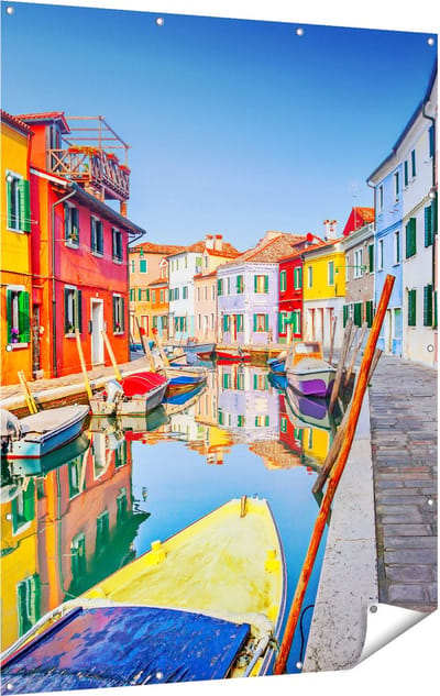 Gards Tuinposter Kleurrijke Huisjes aan het Water in Veneti� - 120x160 cm - Tuindoek - Tuindecoratie - Wanddecoratie buiten - Tuinschilderij