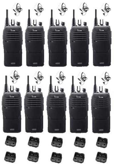 Set van 10 Icom IC-F29DR3 Digitaal portofoons met beveiliging headsets