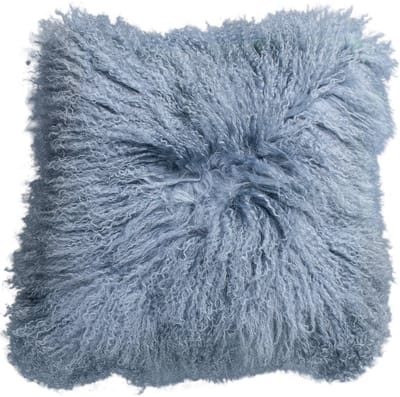 Van Buren - Tibetaans schapenvacht kussen - Vintage blauw 45x45cm - 100% echt schapenvacht