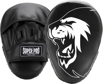 Super Pro Combat Gear Handpads Curved PU Zwart/Wit