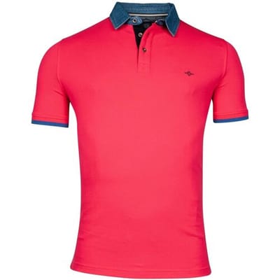 Baileys Polo Uni Denim Collar Piqué Mid Cerise / male
