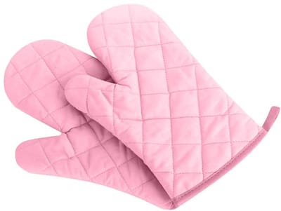 Dailygoods- Ovenwanten Hittebestendig - Ovenhandschoenen 2 Stuks - Pannenlappen - Katoen Polyester - Roze - Duurzaam Materiaal - Bakhandschoenen