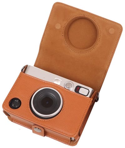 Dailygoods- Cameratas Retro PU-leer - Compatibel met Mini EVO - Verstelbare Schouderriem - Waterdicht - Extern Vak - Zachte Voering - Camera Hoes