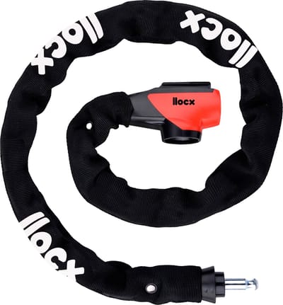 LLOCX® Fiets Kettingslot van 1 meter met 2 Sleutels - Gehard Stalen Schakels - Rode Kliksluiting - Krasvrije en Scheurvrije Sleeve