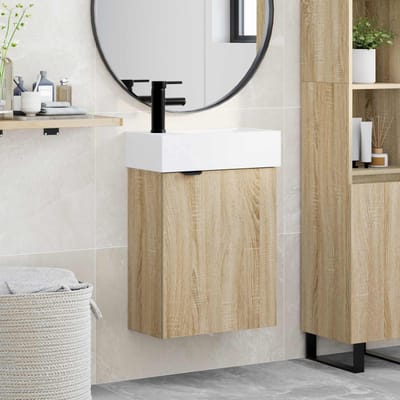 vidaXL - Badkamermeubel - met - kraan - Sonoma - Eiken - 45,5 - x - 22,5 - x - 84 - cm