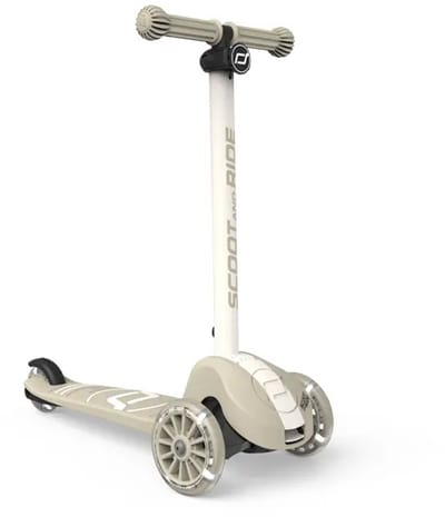 Scoot & Ride Highwaykick 3S - Kinderstep - LED-wielen, 3 wielen en 2-voudige besturing - 3+ jaar (96-130 cm), max 50 kg - PU wielen 120/80 mm, Ash