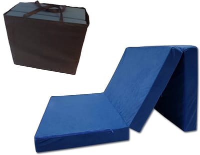 Opvouwbaar Logeermatras 80 x 200 x 10 cm – Schuim Matras met Afneembare Hoes, Compact en Draagbaar, Perfect voor Gasten, Camping en Thuisgebruik, blauw