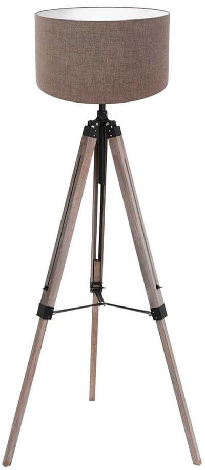 Vloerlamp Triek 4099ZW klassiek verstelbaar hoogte 135-160 cm hout grijs textiel Mexlite