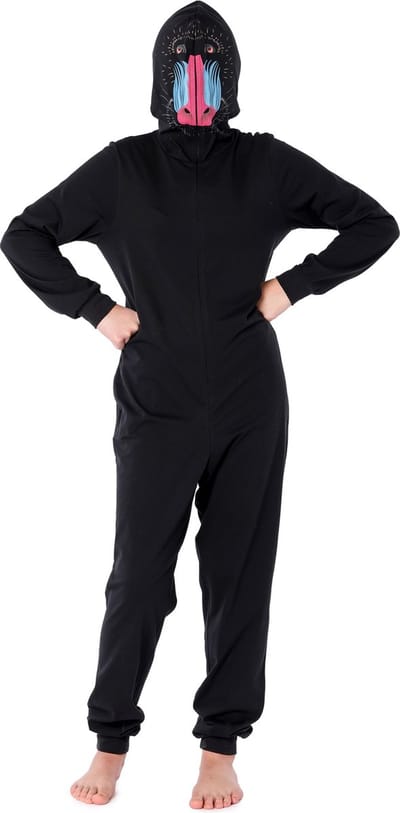 Ladeheid Meisjes Overal slapen Pyjama - met Capuchon - Lange mouwen - Lange broek - Katoen - LA-LA40-233-PJ - Zwarte Pavian - 158