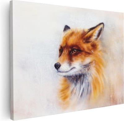 Artaza Canvas Schilderij Vos - 40x30 cm - Klein - Wanddecoratie Dieren - Muurdecoratie Dierenhoofd - Kamer Accessoires