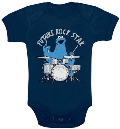 Sesame Street Body voor babys - Krümelmonster - Future Rock Star - voor Kinderen - navy