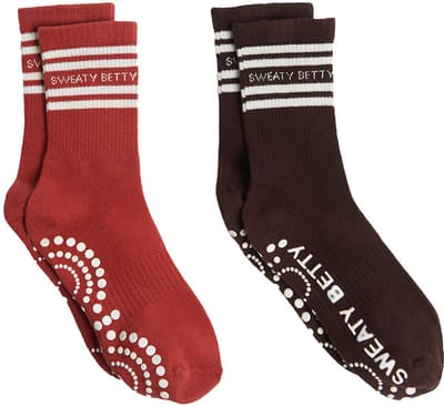 Sweaty Betty Sweaty Betty Mid Length Ankle Gripper Socks 2 Pack BRUIN - Maat 2/5