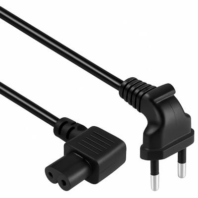 C7 apparaatsnoer - Haakse C7 plug - Haakse Euro stekker - Zwart - 0.5 meter - Allteq
