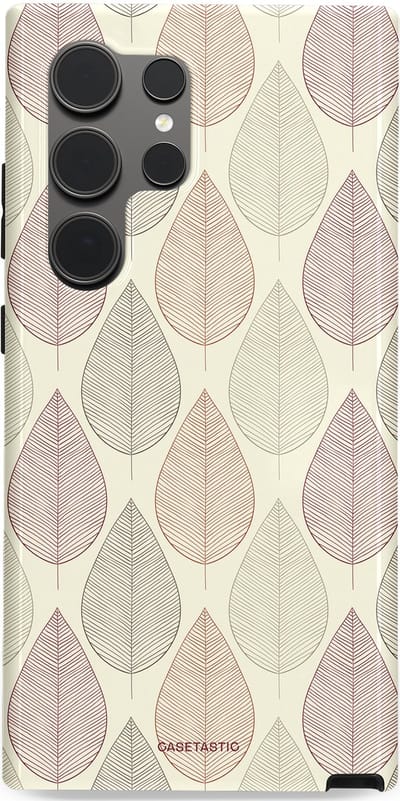 Casetastic hoesje geschikt voor Samsung Galaxy S24 Ultra - Dubbellaagse bescherming - Botanisch retro bladeren dans - Fashion Case - Crème