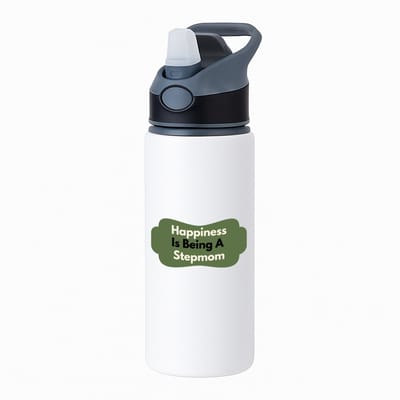 Hacebo® - happiness is being a stepmom waterfles met rietje zwart - Moeder - de liefste stiefmoeder - Moeder cadeautjes - moederdag - verjaardag - geschenk - kado - water fles - 650ML