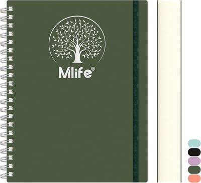 Mlife notitieboek B5 gelinieerd, 300 pagina's spiraal notebook, PVC hardcover met levensboom print, 100g/M² inkt - ShopVlot