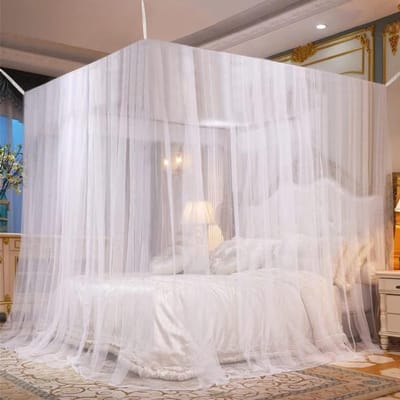 Gemakkelijk te openen rechthoekig muskietennet voor bed, fijn gaas, 220 x 210 x 200 cm, ideaal voor bescherming tegen insecten en muggen