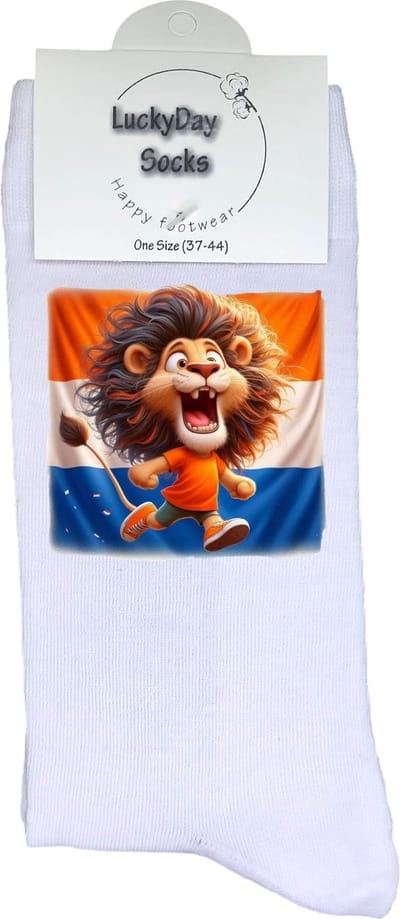 EK - Verjaardag cadeau - Grappige sokken - Voetbal sokken - WK - Leeuw -Leuke sokken voor heren en dames - Moederdag - Vaderdag - Print - Cadeau voor hem en haar - Kerstcadeau - Vrolijke sokken - Valentijns cadeau - Socks maken - Maat 37-44