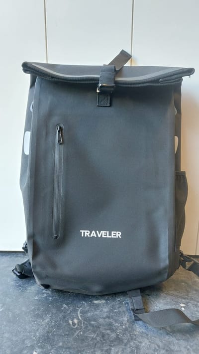 Traveler waterafstotend tarpaulin enkele fietstas rugzak - zwart - 21 liter