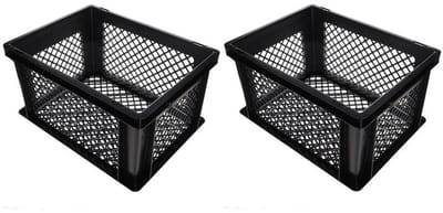 Benson Fietskrat - 6x stuks - zwart - lichtgewicht - 40x30x22 cm - melkkrat