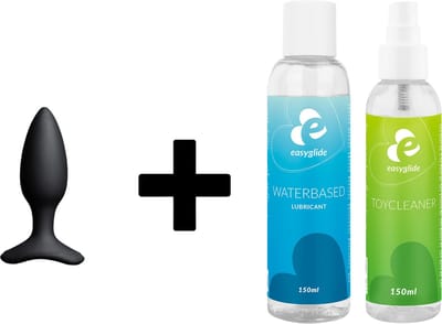 Lovense - Hush 2 Vibrating Butt Plug S With App - Black Bundel met Easyglide Glijmiddel en Toycleaner - 150 ml