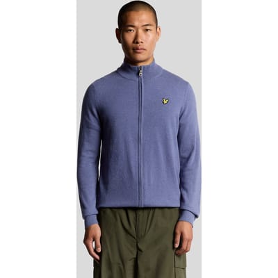 Lyle & Scott Lambswool Blend Zip Through Cardigan Graystone Marl Größe: M | Cardigans Outlet | Herren | Grau
