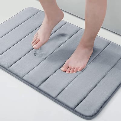 Tapis de sol antidérapant, absorbant et lavable en machine, en éponge à mémoire de forme 400MMx600MM gris clair
