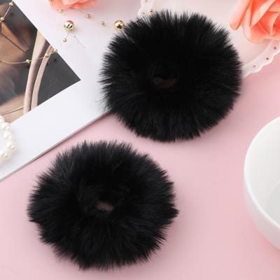 JHUBERS- Haartouw Zwart - Pluche Haarelastiekjes - Elastisch - Hoofdband - Baby Haaraccessoires - Schattig Ontwerp - Haarelastiek