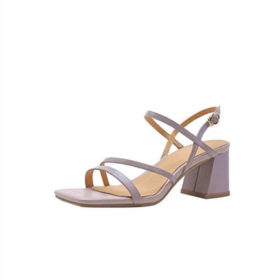 Nouvelles Sandales pour Femmes en Cuir de Vache Chaussures d'Été Décontractées à Sangle à Boucle Talon Chaussures pour Femmes Talon Épais Sandale Plateforme Marchandises en Stock 34 violet