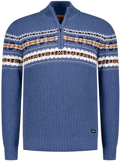 NZA - Blauwe katoenen half zip trui