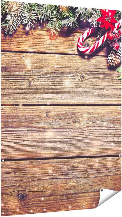Gards Tuinposter Kerst Sfeer Achtergrond met Dennenbomen - 120x180 cm - Tuindoek - Tuindecoratie - Wanddecoratie buiten - Tuinschilderij