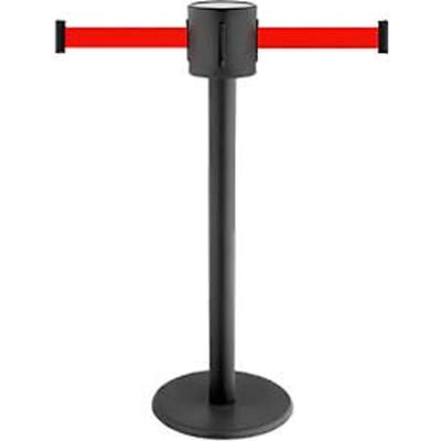 Afzetpaal GLAD 28, L 350 x B 350 x H 1000 mm, dubbele trekband, trekband 2 x 4 m, zwart