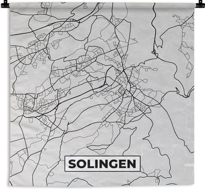 Wandkleed - Wanddoek - Plattegrond - Kaart - Stadskaart - Duitsland - Solingen - 180x180 cm - Wandtapijt