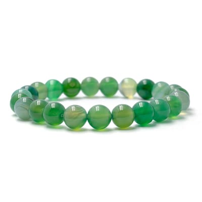 Bixorp Gems Groene Botswana Agaat Edelstenen Armband - Gepolijste Edelsteen Kralenarmband