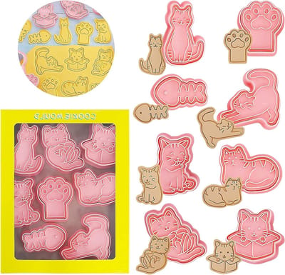 Set van 8 Dieren Koekjesuitsteekvormen voor Kinderen - 3D Koekjesstempels en Fondant Decoratie