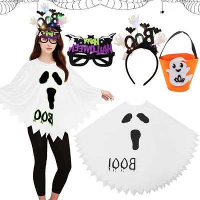 Halloween Kostuum Dames met Pompoenprint - Creepy Cape voor Feestelijke Verkleedpartijen en Halloween Decoratie
