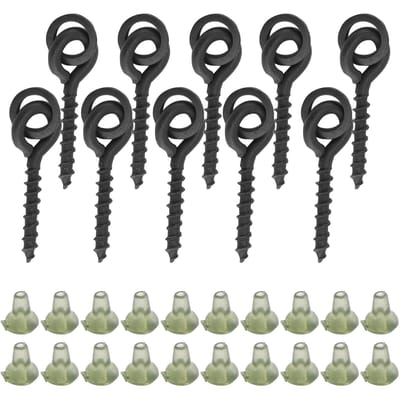 10 Pcs Vis d'appât avec 20 Pcs Anneaux ovales Butées d'anneau pour montage carpe Matériel de pêche à la carpe Vis d'hameçon Vert